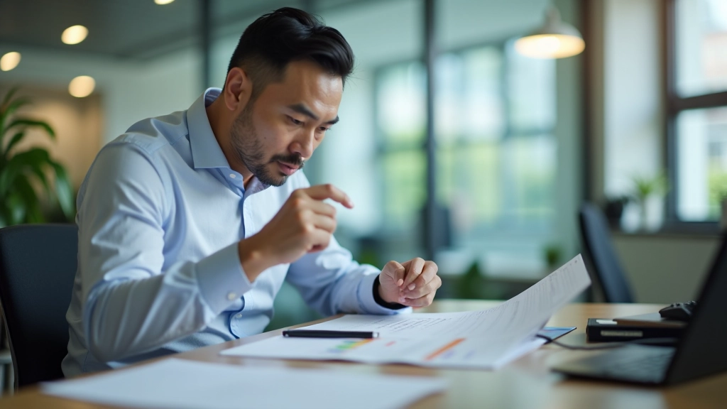 Person reviewing weekly schedule on calendar with focused expression, planning blocks of time